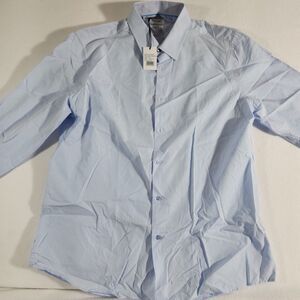Duchamp London Men's Slim Fit Cotton Stretch Shirt, Light Blue, Size 18 XXL